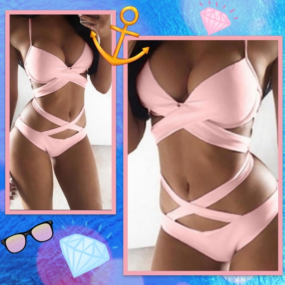 💖NEW💖2-Piece Push-Up Halter Top Bandage Bikini